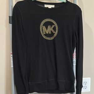 Michael Kors Black Top with Gold MK Emblem